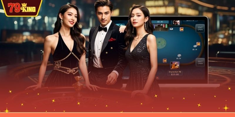 Dealer xinh đẹp chia bài Baccarat phát bài trực tiếp